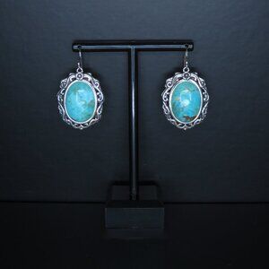 Sterling Silver Turquoise Oval Earrings